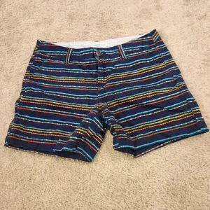 Merona Striped Colorful Bermuda Shorts Size 2 30" Waist Navy Blue